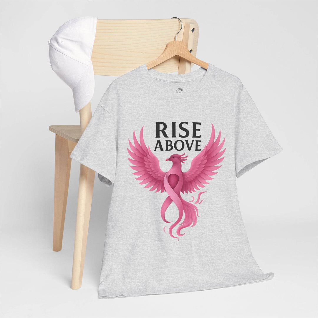 Rise Above Cancer Tee with Pink Ribbon Phoenix - Gutsy Garb