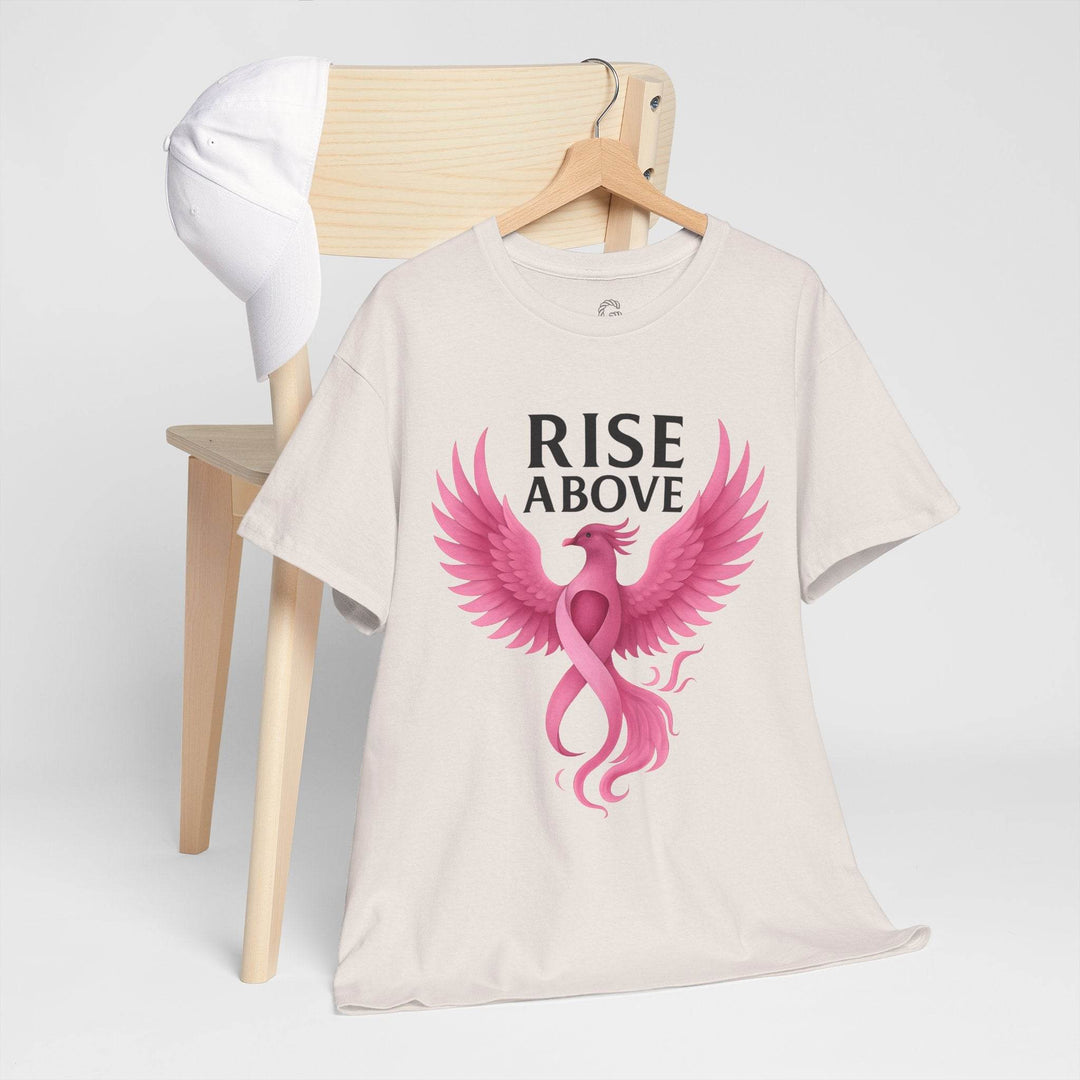 Rise Above Cancer Tee with Pink Ribbon Phoenix - Gutsy Garb