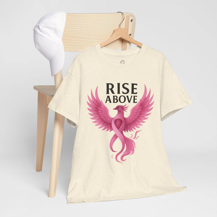 Rise Above Cancer Tee with Pink Ribbon Phoenix - Gutsy Garb