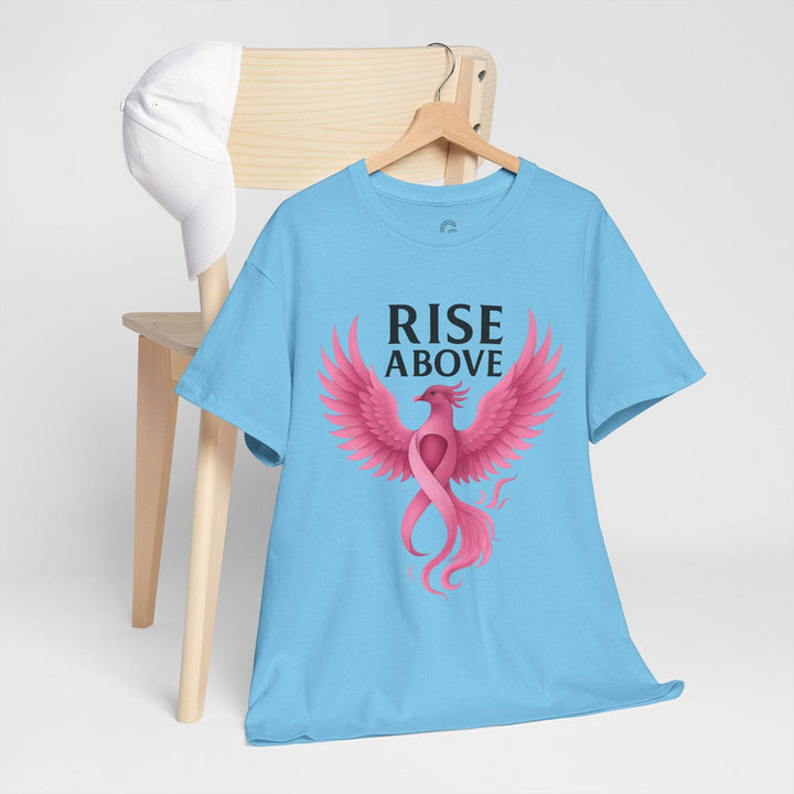 Rise Above Cancer Tee with Pink Ribbon Phoenix - Gutsy Garb