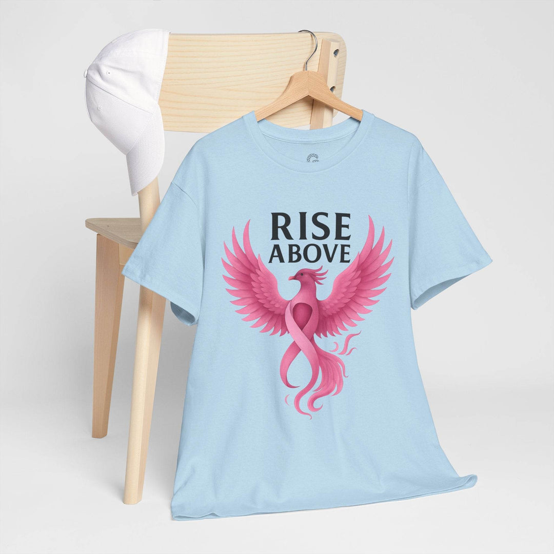 Rise Above Cancer Tee with Pink Ribbon Phoenix - Gutsy Garb