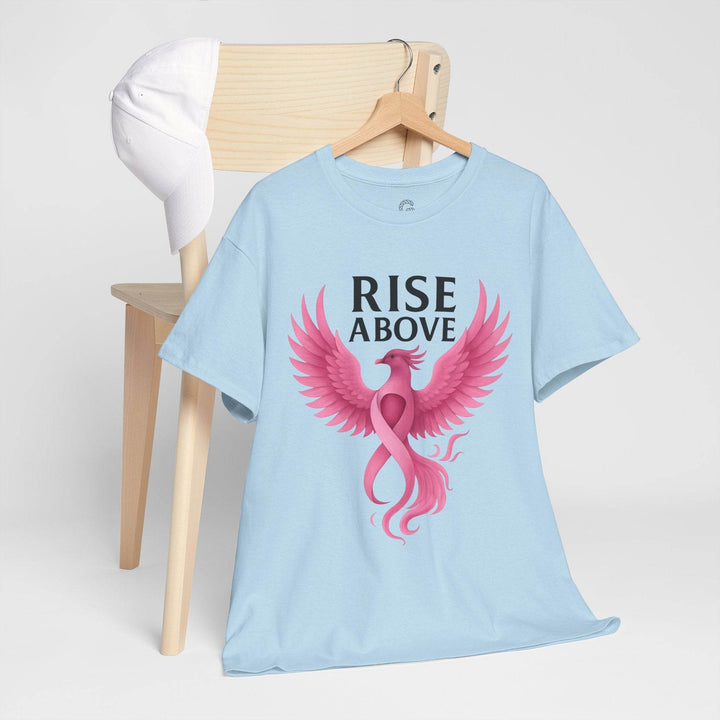 Rise Above Cancer Tee with Pink Ribbon Phoenix - Gutsy Garb