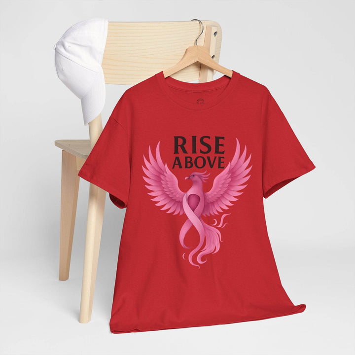 Rise Above Cancer Tee with Pink Ribbon Phoenix - Gutsy Garb
