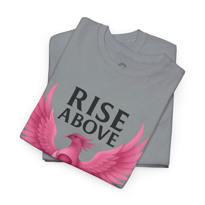 Rise Above Cancer Tee with Pink Ribbon Phoenix - Gutsy Garb