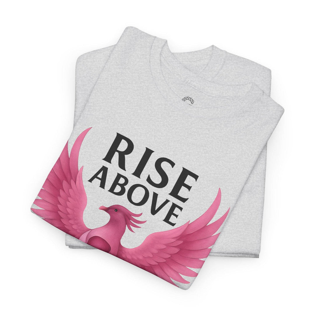 Rise Above Cancer Tee with Pink Ribbon Phoenix - Gutsy Garb