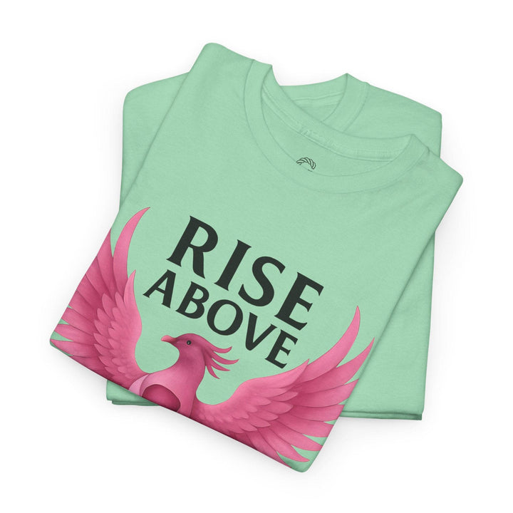 Rise Above Cancer Tee with Pink Ribbon Phoenix - Gutsy Garb