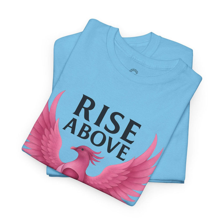 Rise Above Cancer Tee with Pink Ribbon Phoenix - Gutsy Garb