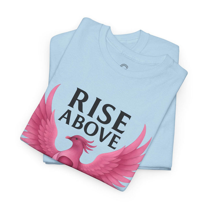 Rise Above Cancer Tee with Pink Ribbon Phoenix - Gutsy Garb