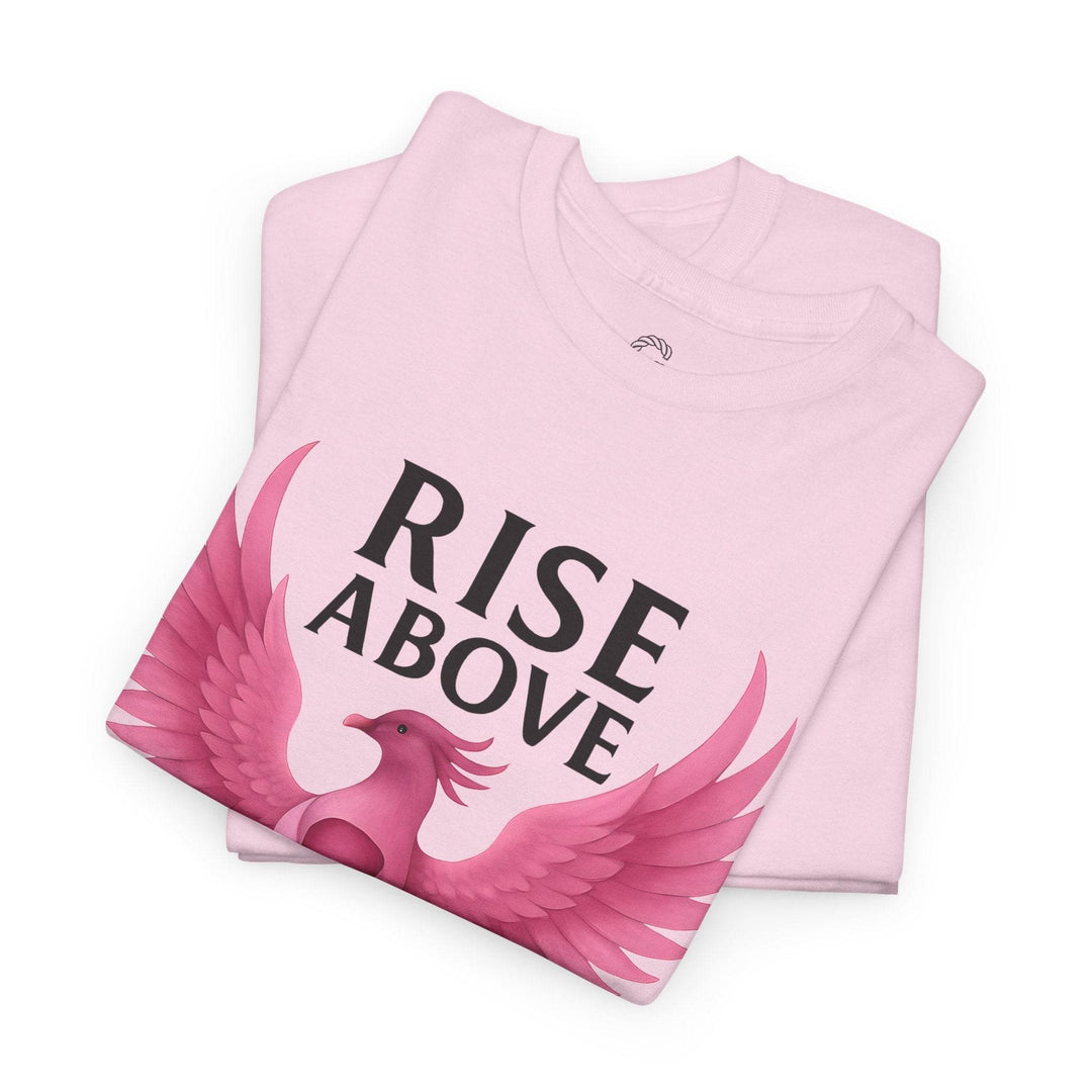 Rise Above Cancer Tee with Pink Ribbon Phoenix - Gutsy Garb