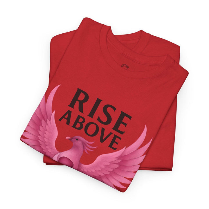 Rise Above Cancer Tee with Pink Ribbon Phoenix - Gutsy Garb
