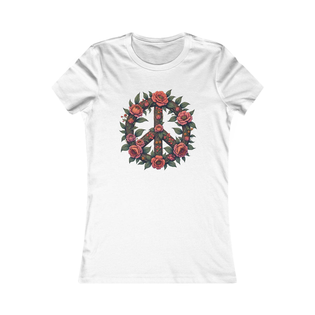 Floral Peace Symbol T-Shirt with Rose Design - Gutsy Garb