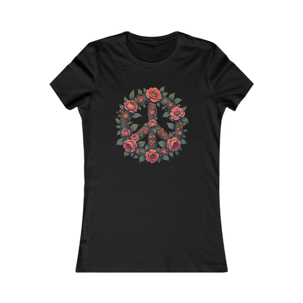 Floral Peace Symbol T-Shirt with Rose Design - Gutsy Garb