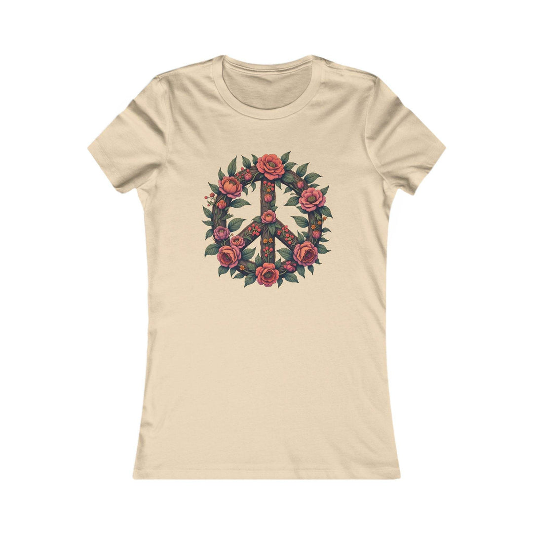 Floral Peace Symbol T-Shirt with Rose Design - Gutsy Garb