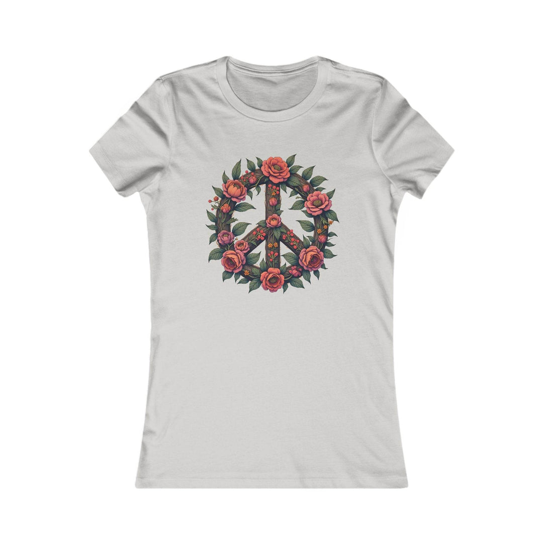 Floral Peace Symbol T-Shirt with Rose Design - Gutsy Garb
