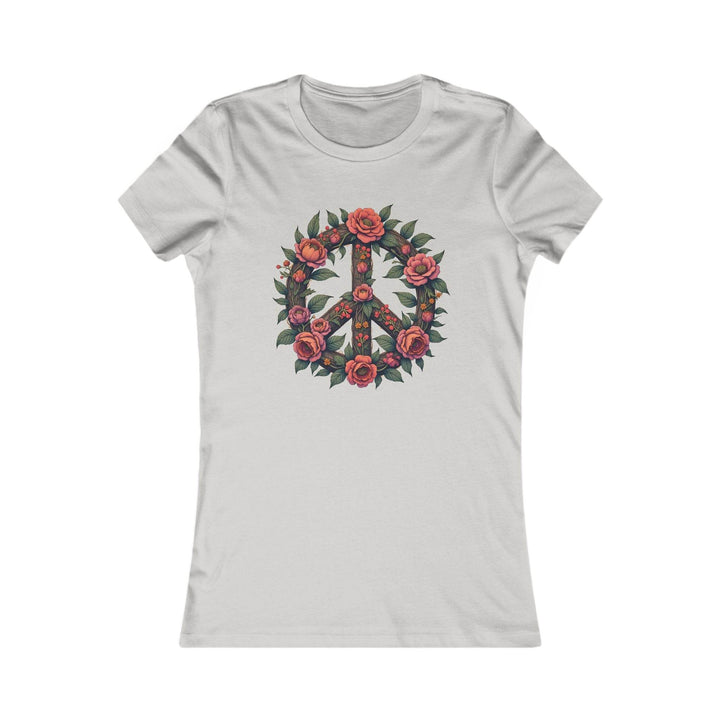 Floral Peace Symbol T-Shirt with Rose Design - Gutsy Garb