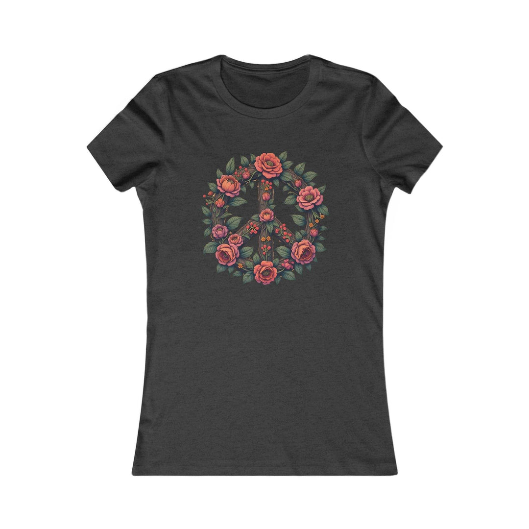 Floral Peace Symbol T-Shirt with Rose Design - Gutsy Garb