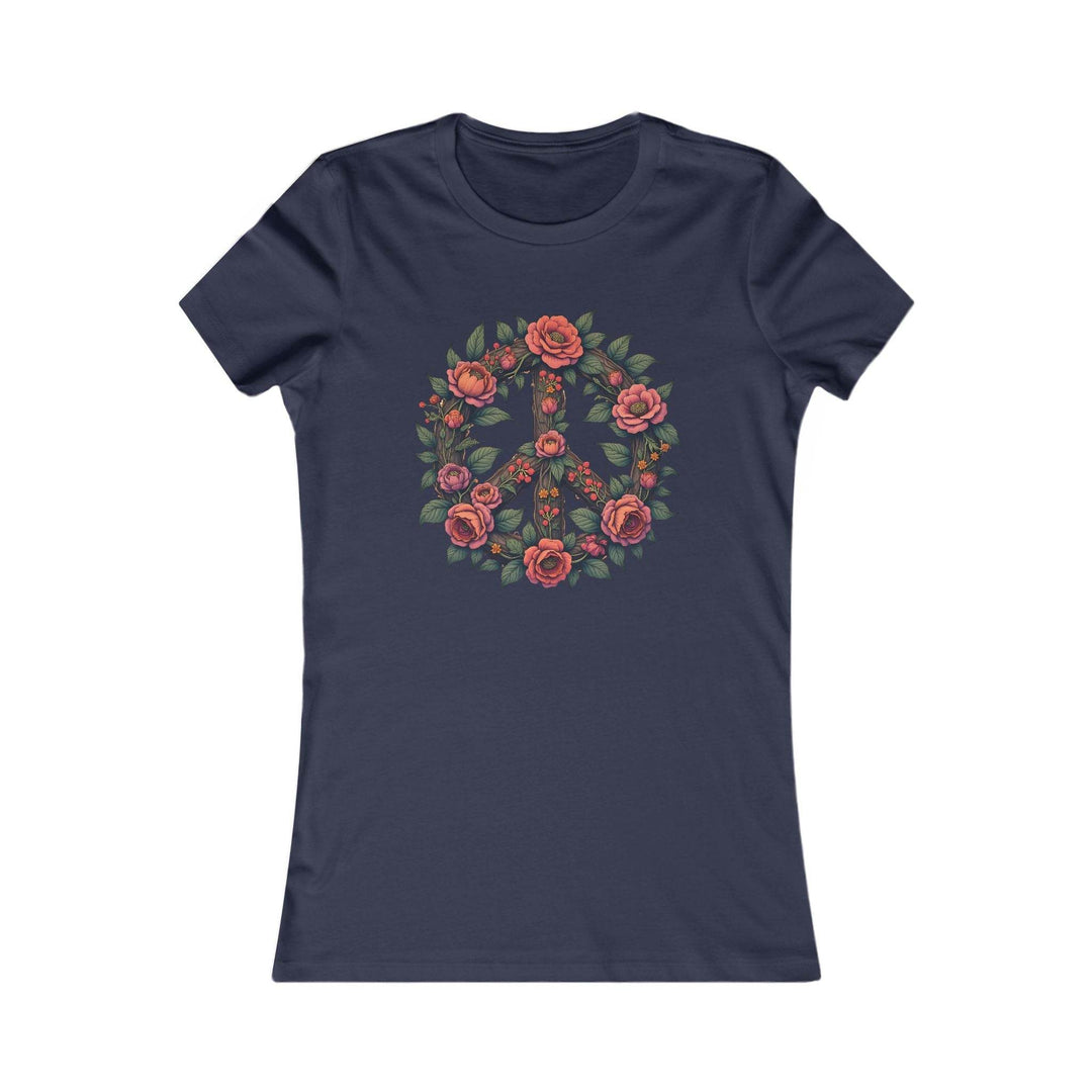 Floral Peace Symbol T-Shirt with Rose Design - Gutsy Garb