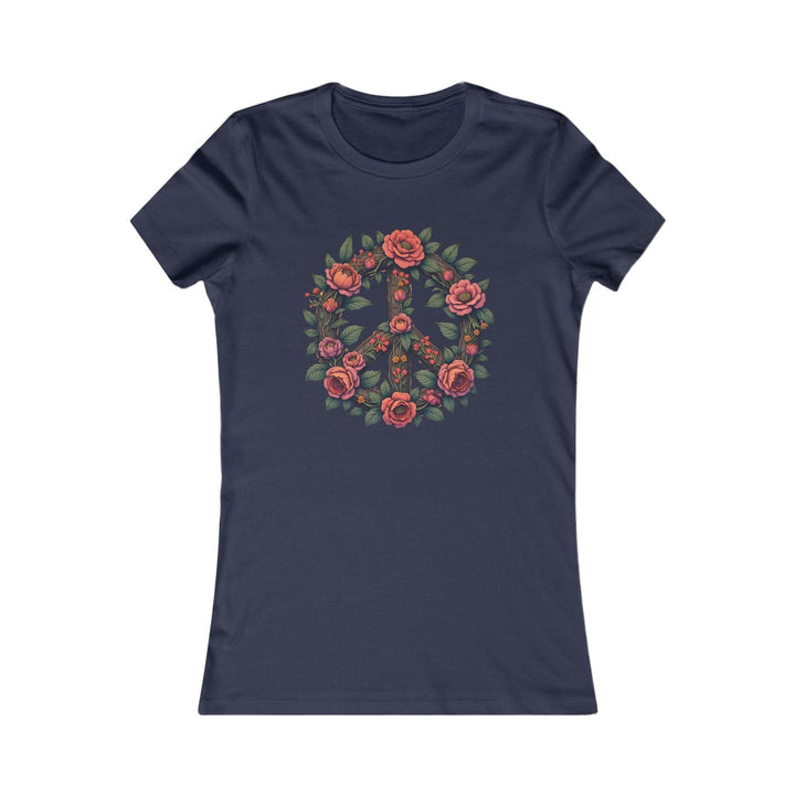 Floral Peace Symbol T-Shirt with Rose Design - Gutsy Garb