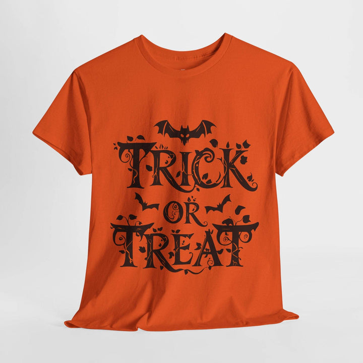 Halloween Trick Or Treat Shirt - Bold Orange Design - Gutsy Garb