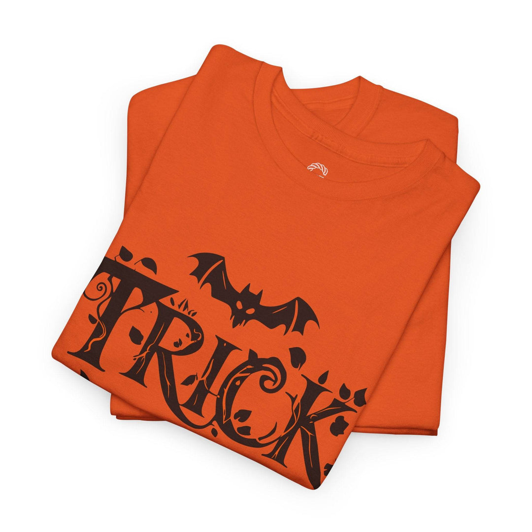 Halloween Trick Or Treat Shirt - Bold Orange Design - Gutsy Garb