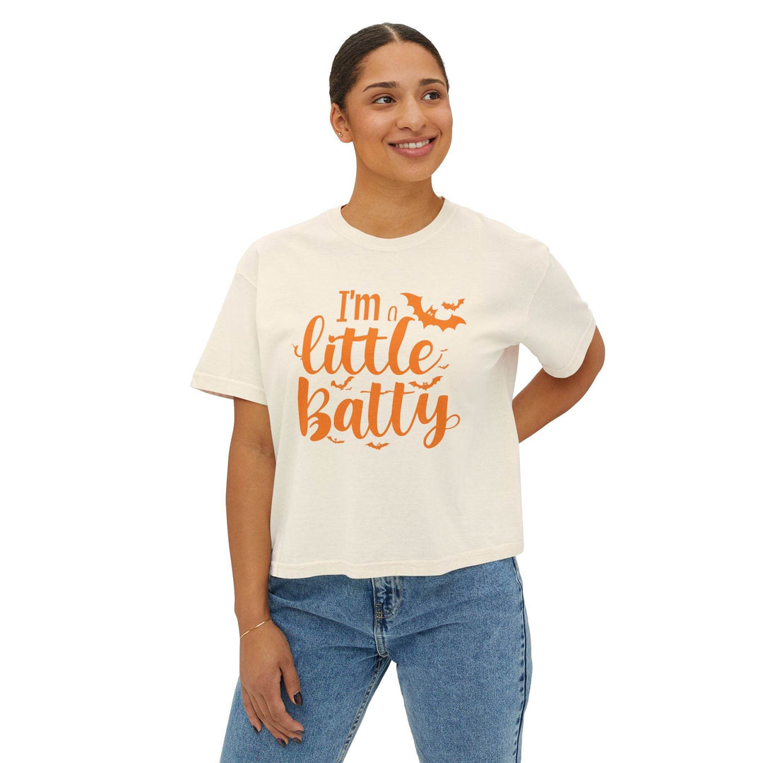 Halloween Women's Boxy Tee - I'm a Little Batty - Gutsy Garb