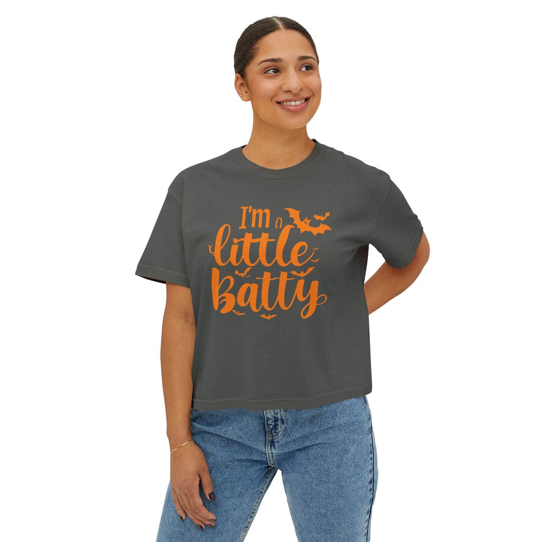 Halloween Women's Boxy Tee - I'm a Little Batty - Gutsy Garb