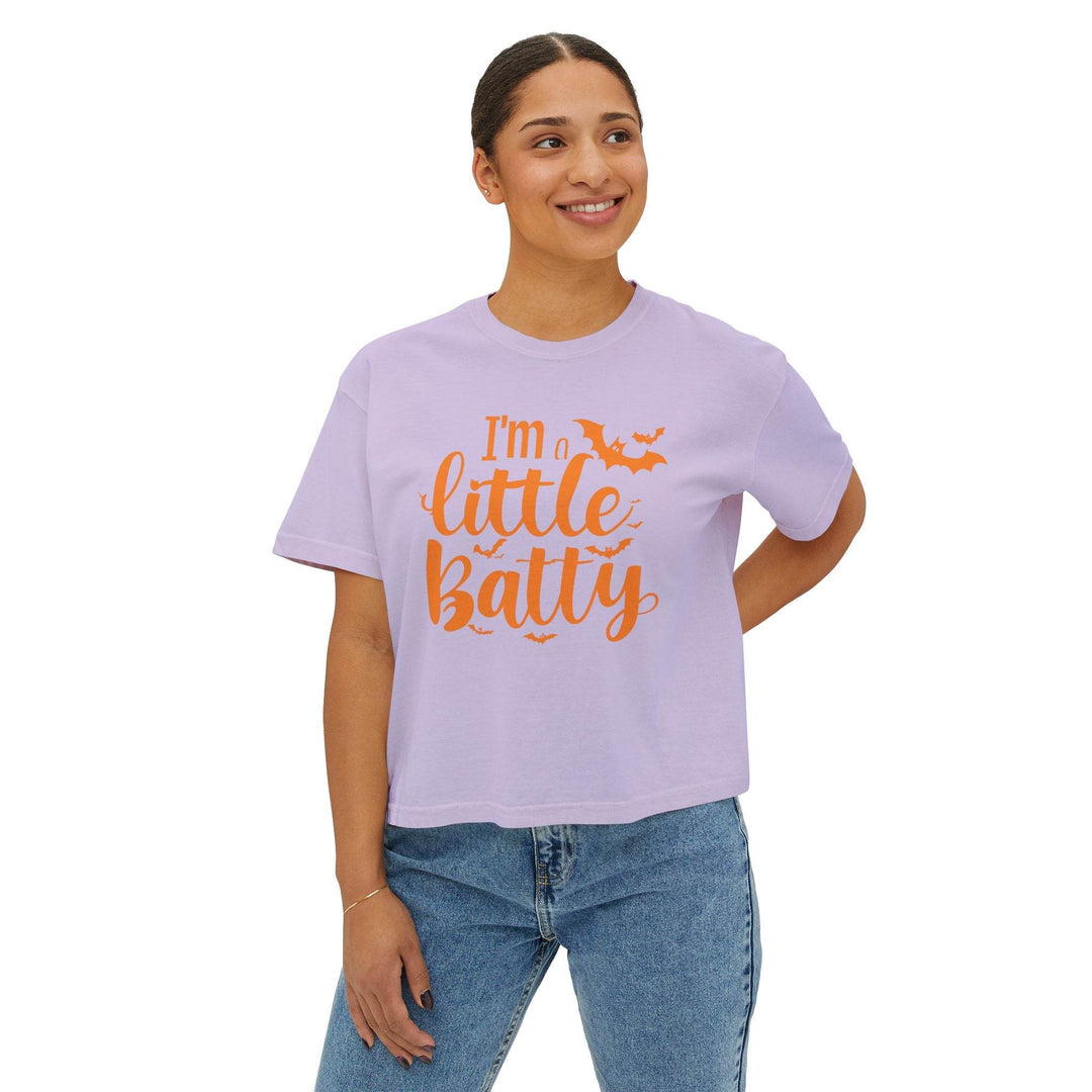 Halloween Women's Boxy Tee - I'm a Little Batty - Gutsy Garb