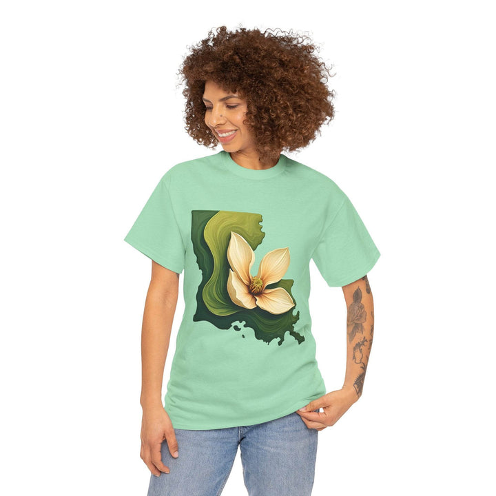 Louisiana Pride Shirt with Magnolia Design - Gutsy Garb