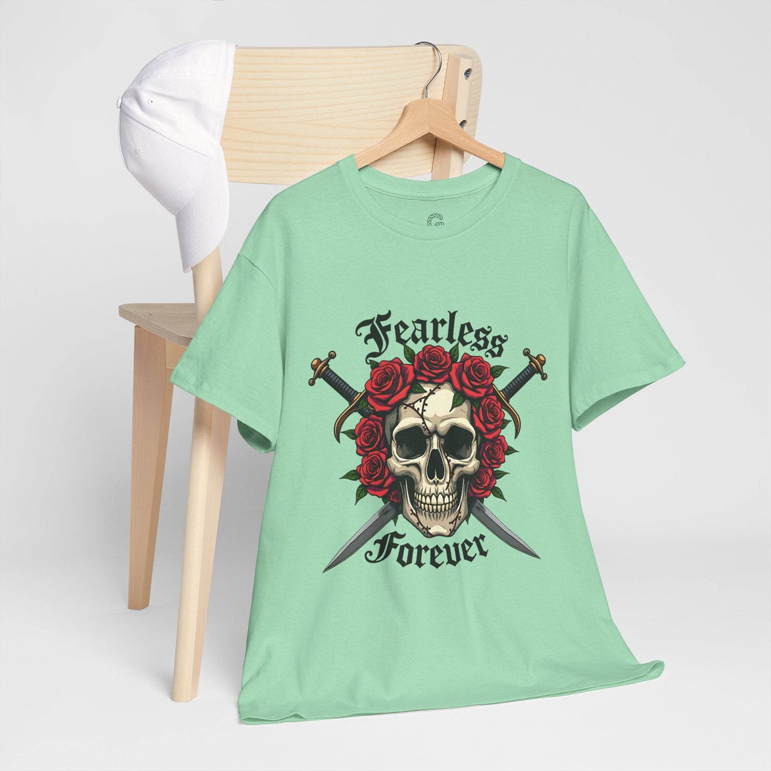 Fearless Forever Skull Shirt with Roses & Daggers - Gutsy Garb