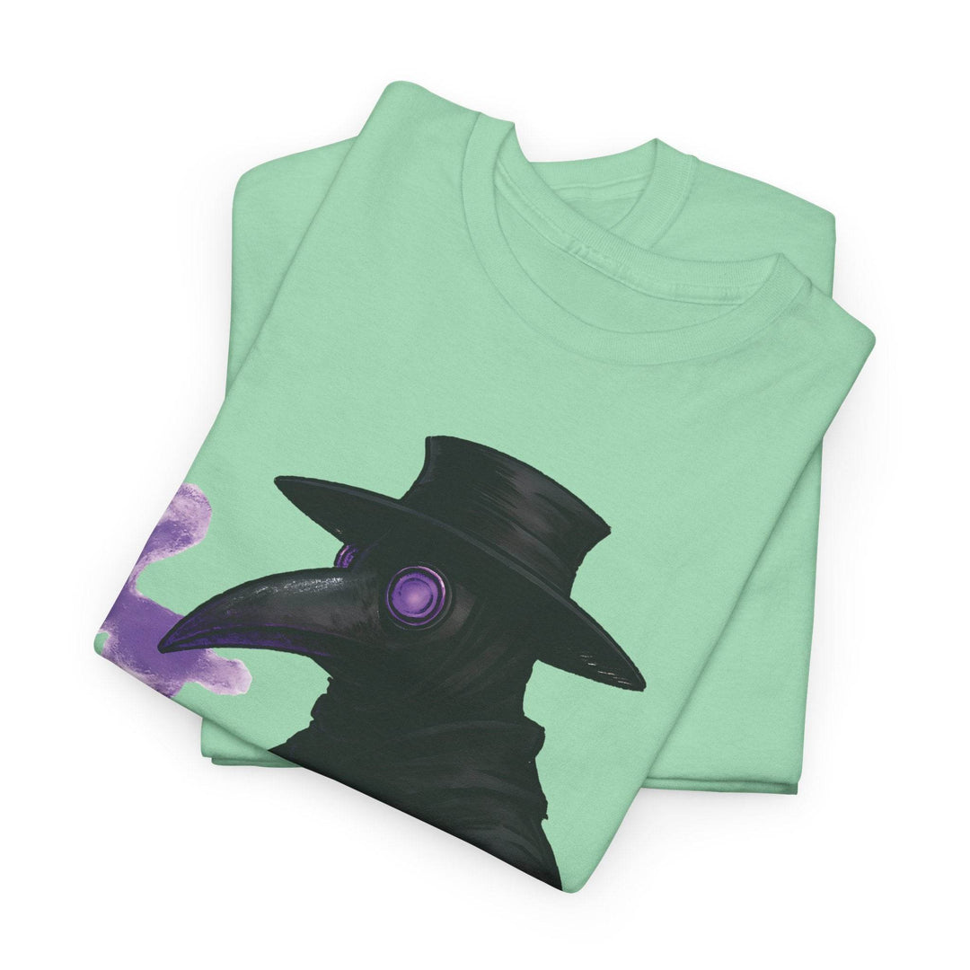 Plague Doctor T-Shirt with Bold Purple Design - Gutsy Garb