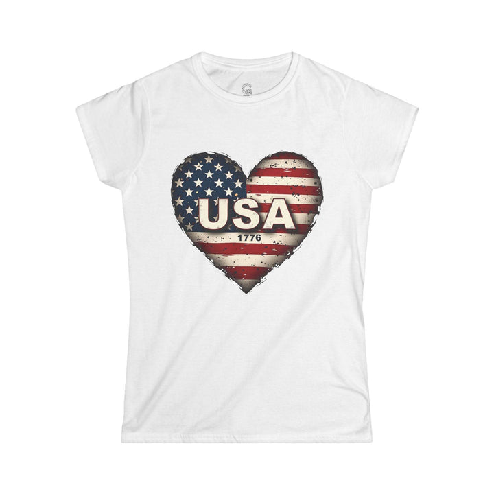 Patriotic Women's Shirt Vintage Style USA Heart - Gutsy Garb