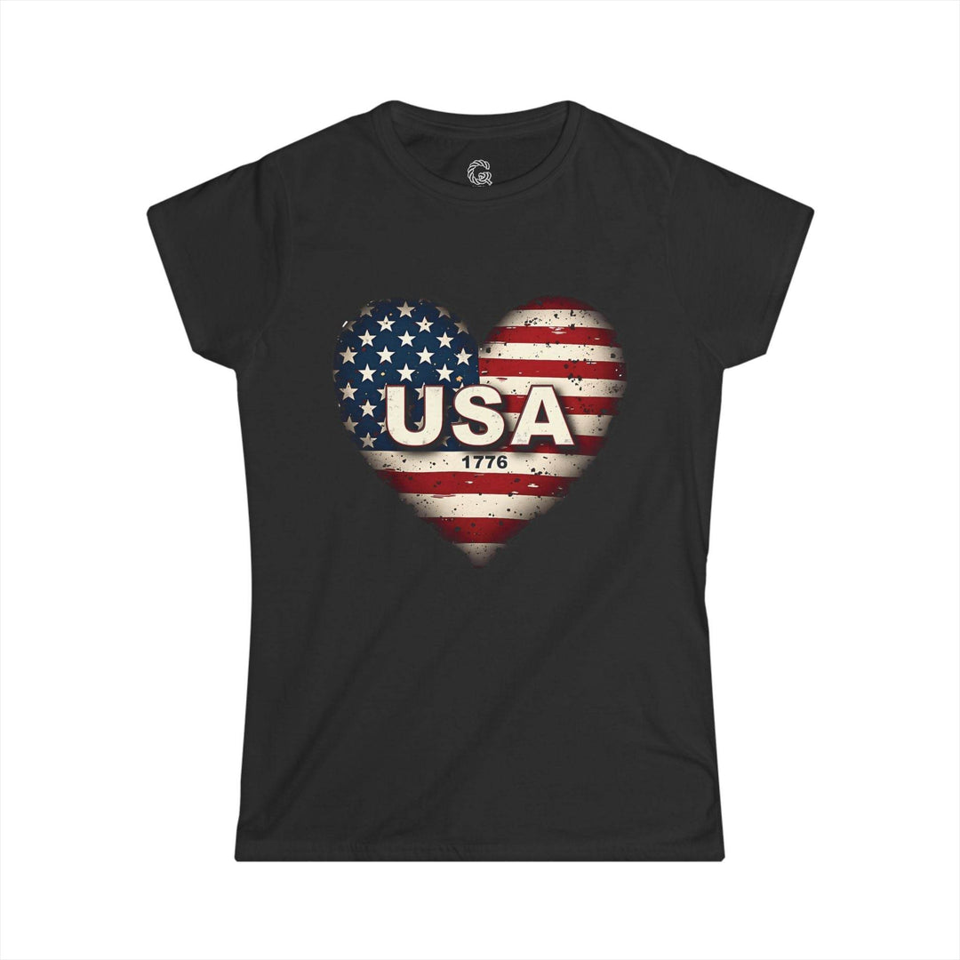Patriotic Women's Shirt Vintage Style USA Heart - Gutsy Garb