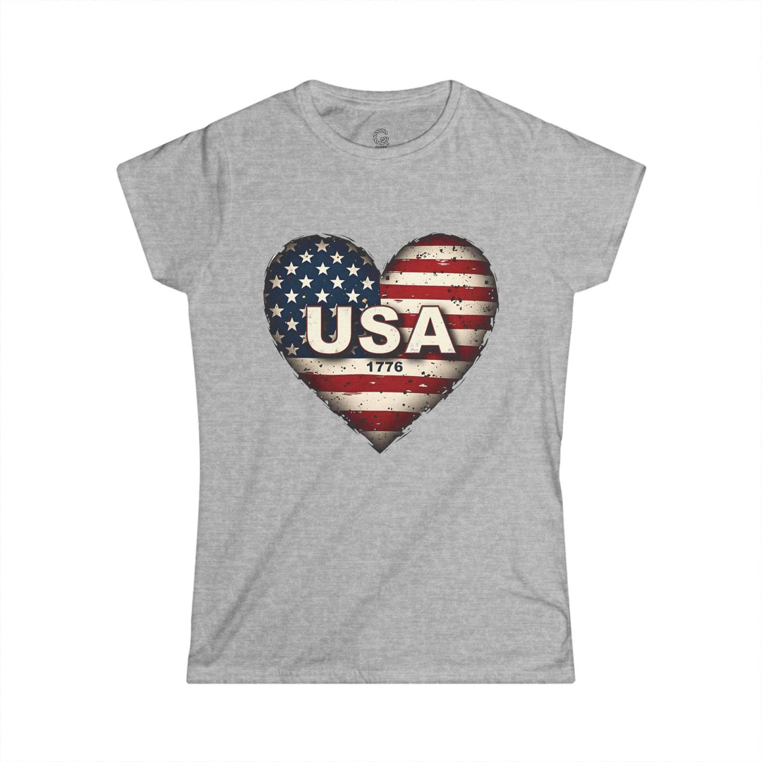 Patriotic Women's Shirt Vintage Style USA Heart - Gutsy Garb