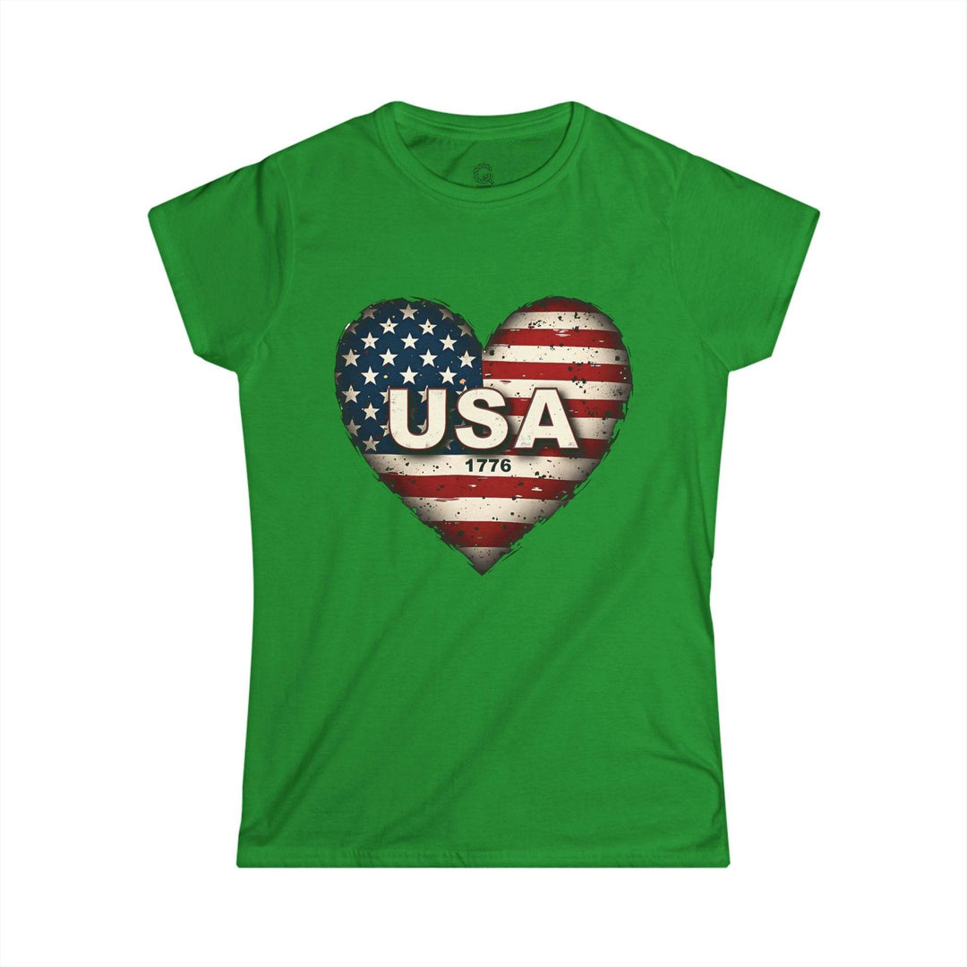 Patriotic Women's Shirt Vintage Style USA Heart - Gutsy Garb