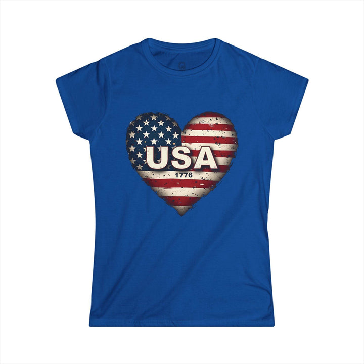 Patriotic Women's Shirt Vintage Style USA Heart - Gutsy Garb