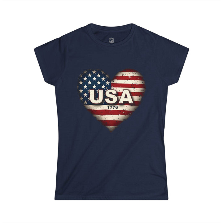 Patriotic Women's Shirt Vintage Style USA Heart - Gutsy Garb