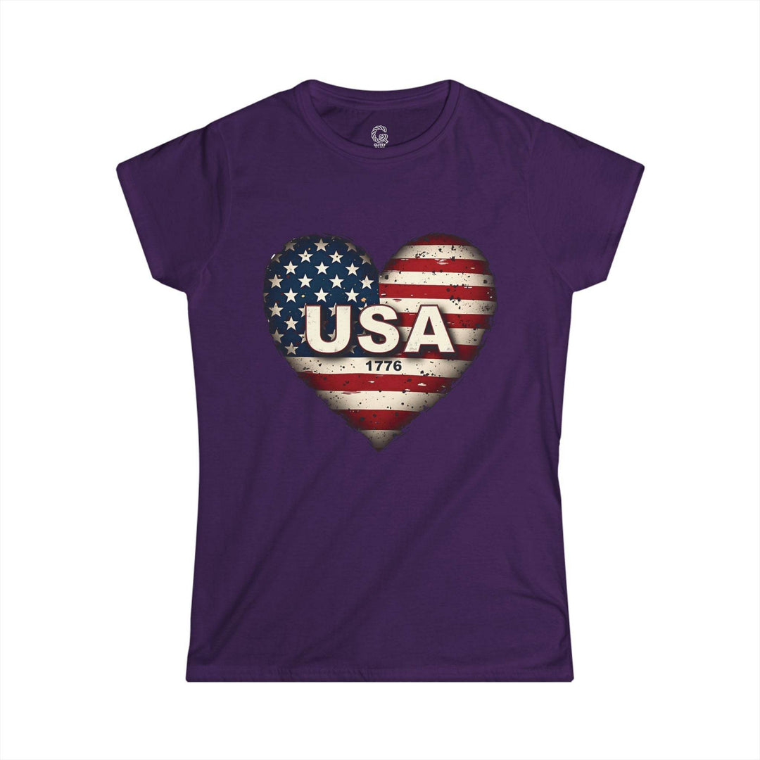 Patriotic Women's Shirt Vintage Style USA Heart - Gutsy Garb