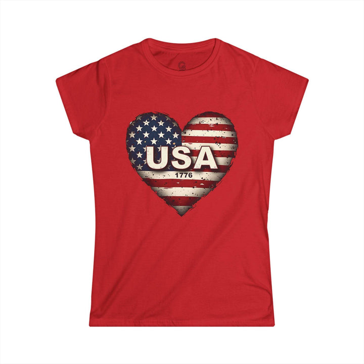 Patriotic Women's Shirt Vintage Style USA Heart - Gutsy Garb