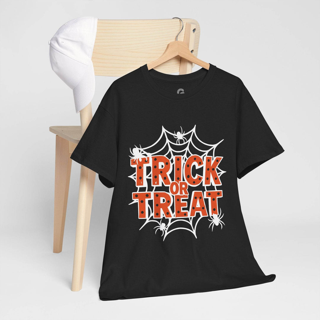 Halloween Trick or Treat Shirt with Spider Web Design - Gutsy Garb