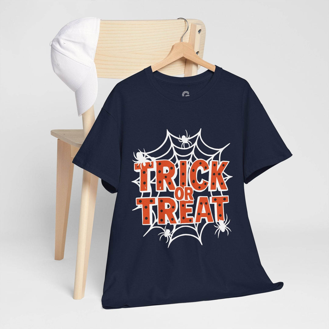 Halloween Trick or Treat Shirt with Spider Web Design - Gutsy Garb
