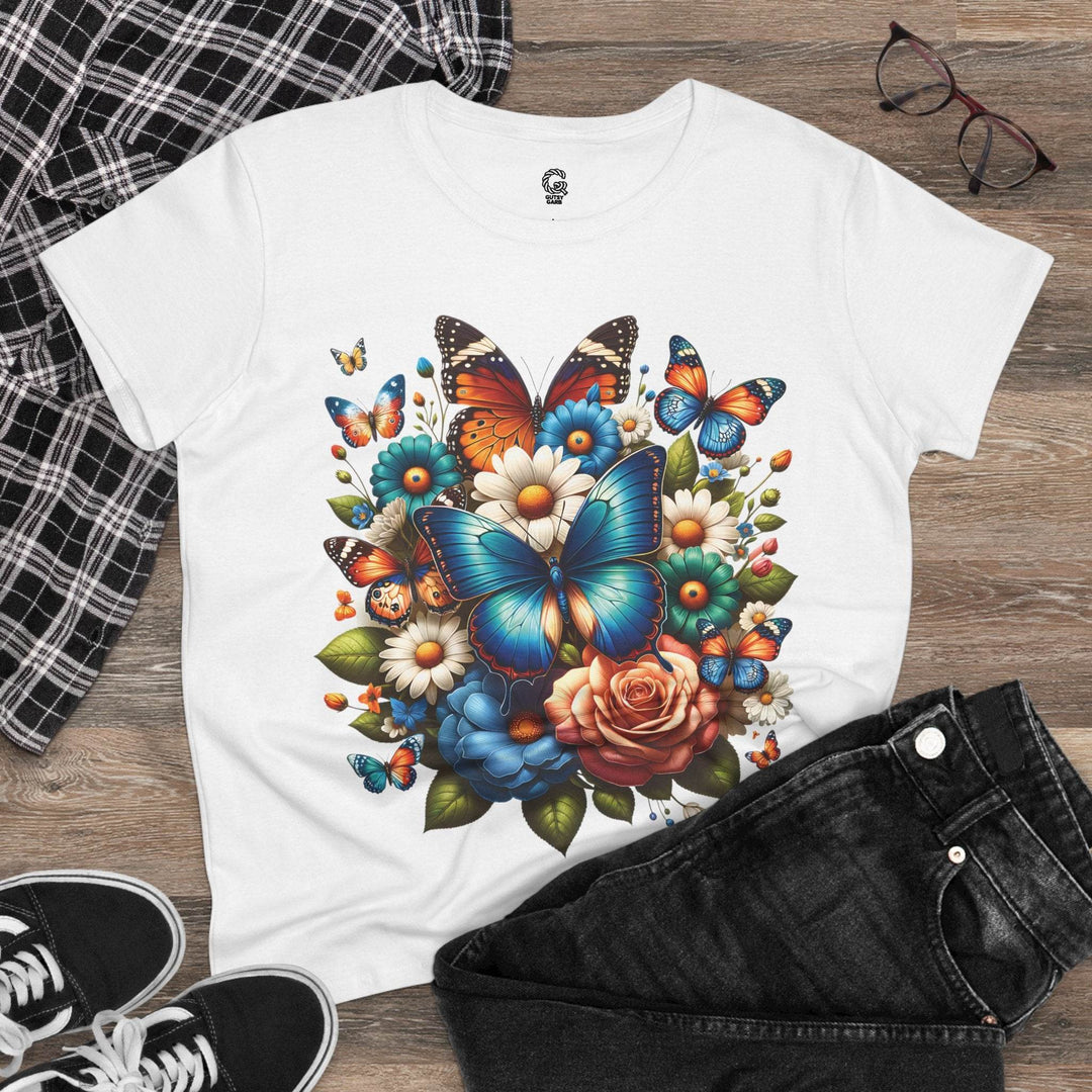 Boho Butterfly Floral Tee - Bold Floral Design - Gutsy Garb