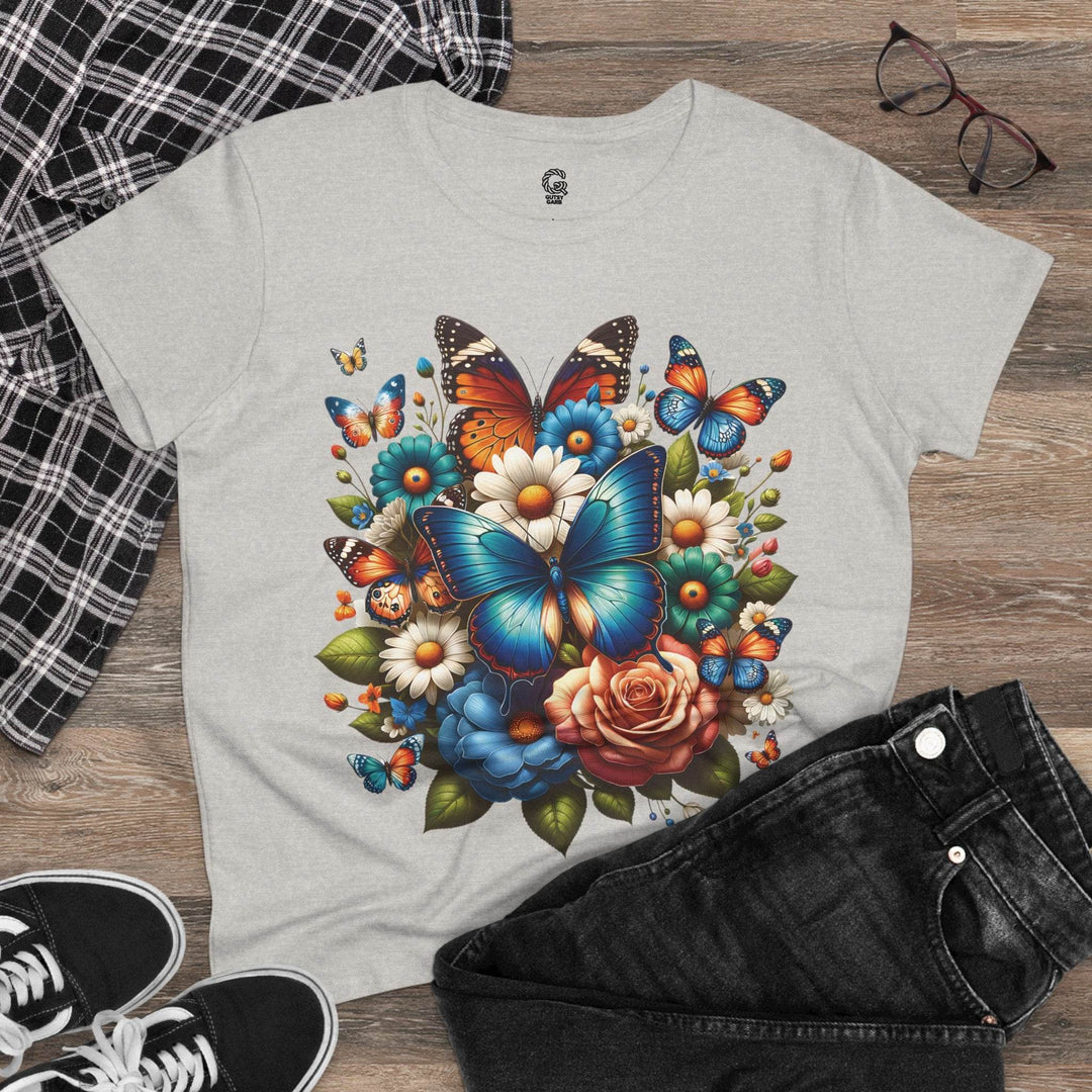 Boho Butterfly Floral Tee - Bold Floral Design - Gutsy Garb