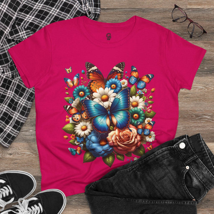 Boho Butterfly Floral Tee - Bold Floral Design - Gutsy Garb