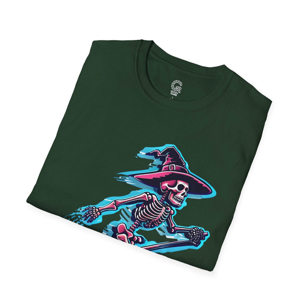 Halloween Skeleton Witch Shirt - Bold Graphic Tee - Gutsy Garb