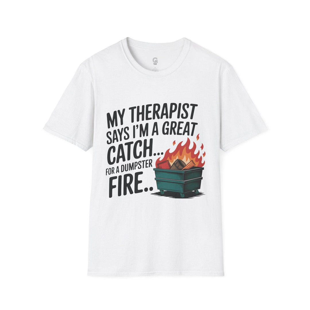 Funny Therapist T-Shirt with Humorous Dumpster Fire Design - Gutsy Garb
