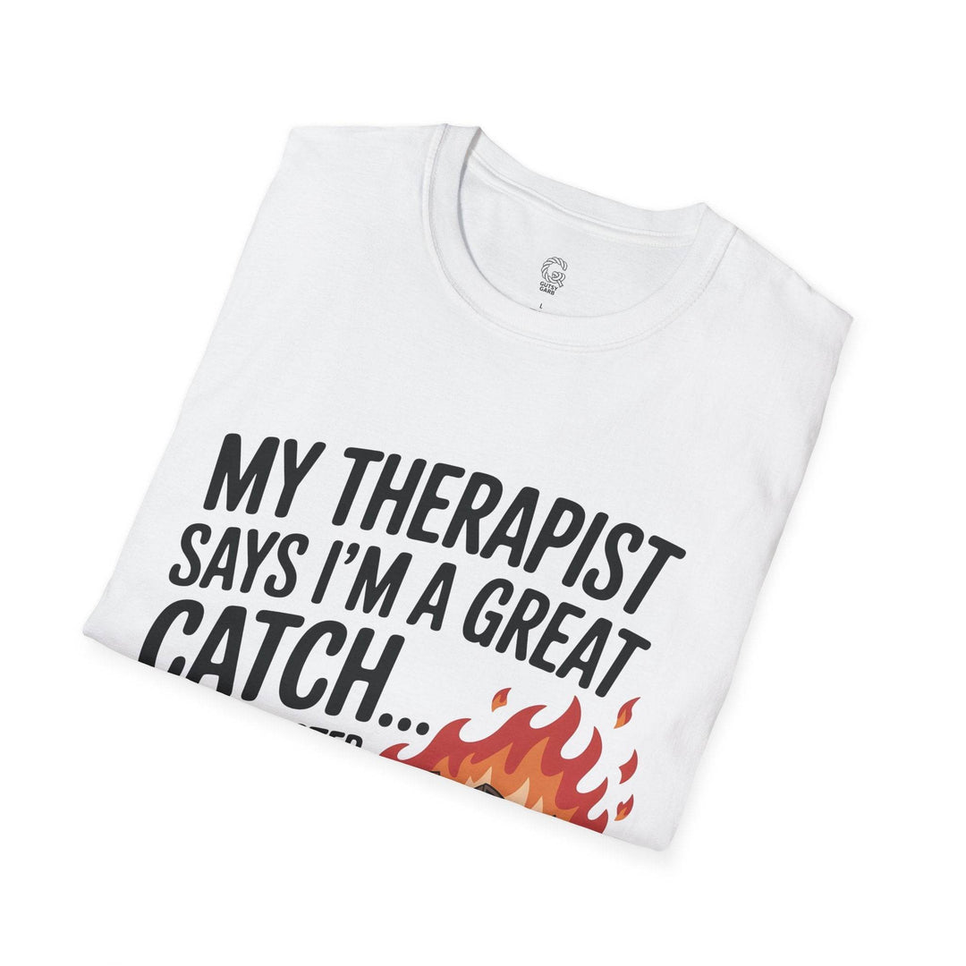 Funny Therapist T-Shirt with Humorous Dumpster Fire Design - Gutsy Garb