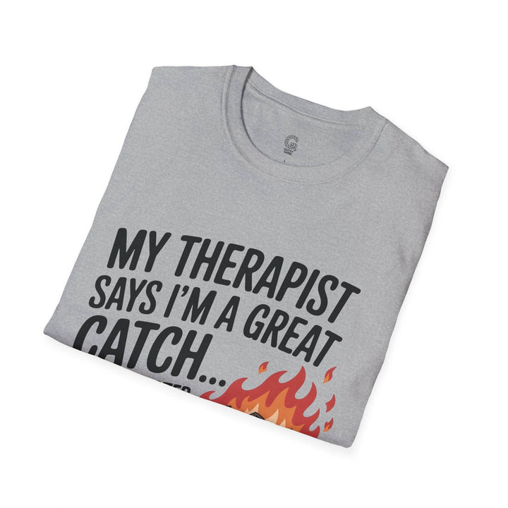 Funny Therapist T-Shirt with Humorous Dumpster Fire Design - Gutsy Garb