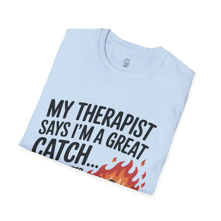 Funny Therapist T-Shirt with Humorous Dumpster Fire Design - Gutsy Garb