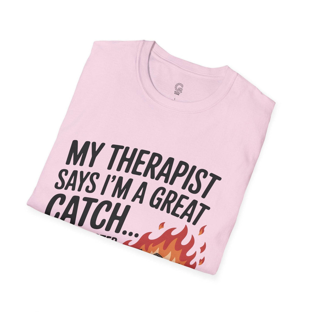 Funny Therapist T-Shirt with Humorous Dumpster Fire Design - Gutsy Garb