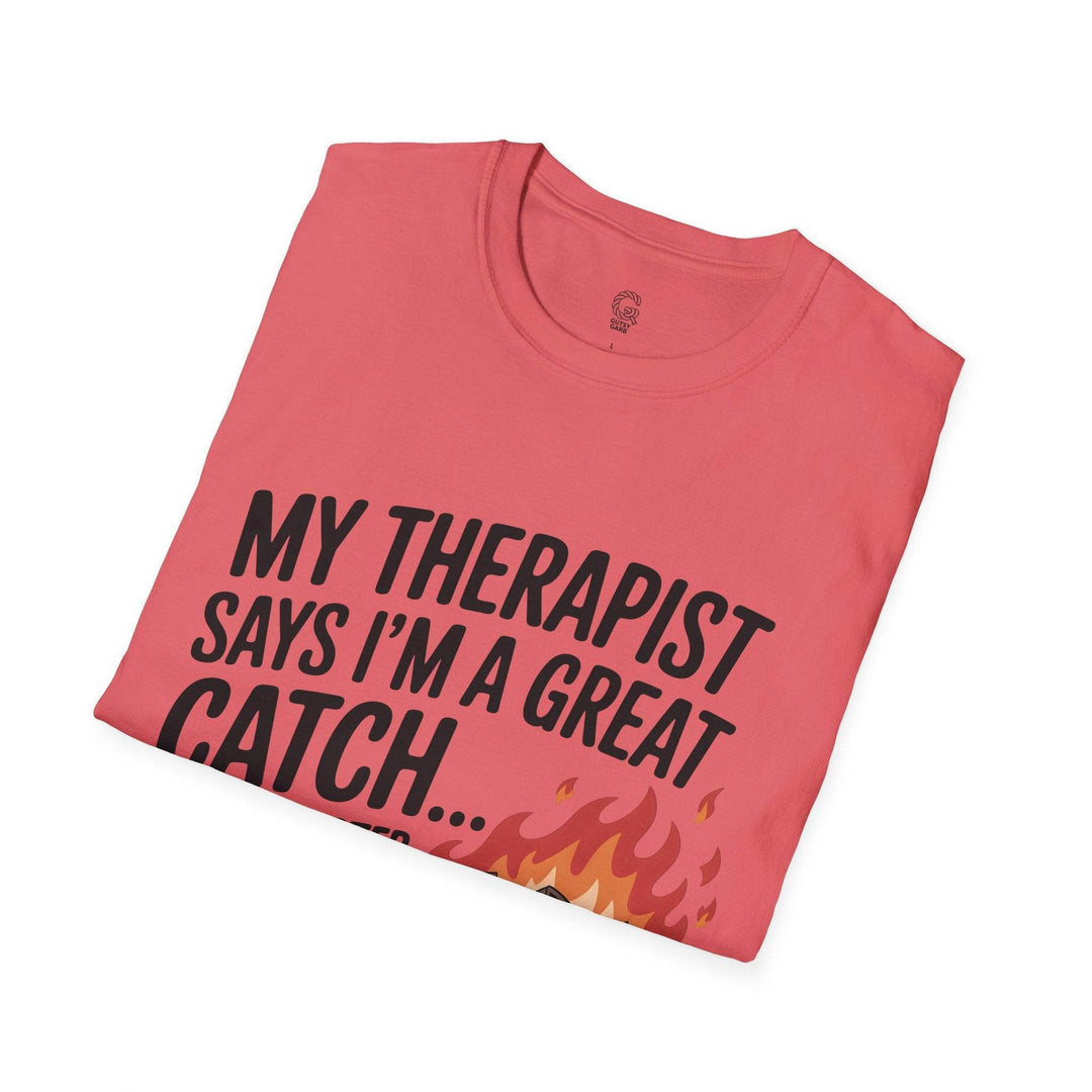 Funny Therapist T-Shirt with Humorous Dumpster Fire Design - Gutsy Garb